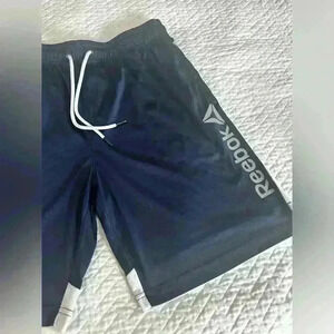 Reebok Blue White Shorts Men Medium Workout Basketball Activewear Drawstring L